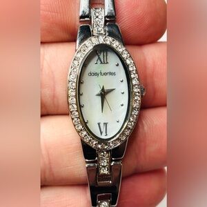 Daisy Fuentes Silver and White Women's Watch